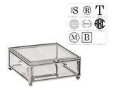 Square Trinket Box Personalized Jewelry Box Glass Box with Mirror Bottom, Hinged Lid Custom Gift for Mom, Bridesmaid, Sister, Friend