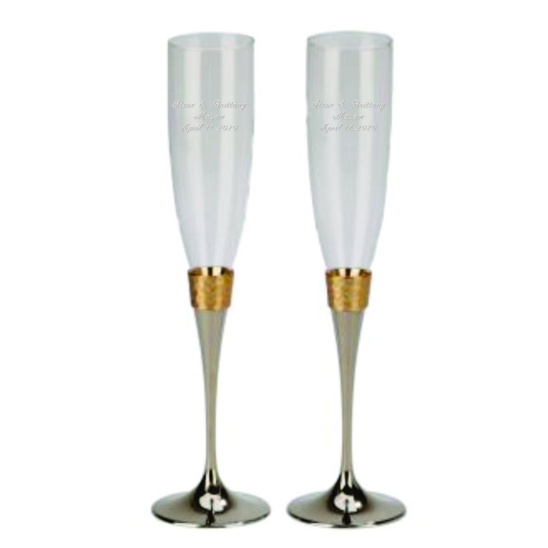 Gold Hammered Wedding Cake Serving Set and Toasting Flutes Etsy