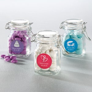 Personalized Wedding Favors | Apothecary Jar to Hold Favors -With Personalized Label - Set of 24 | Party Favors | Unique Wedding Favors