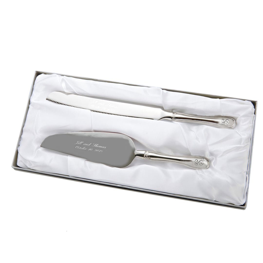 Wedding Cake Serving Set | Engraved Cake Knife and Server Set | Free Personalization