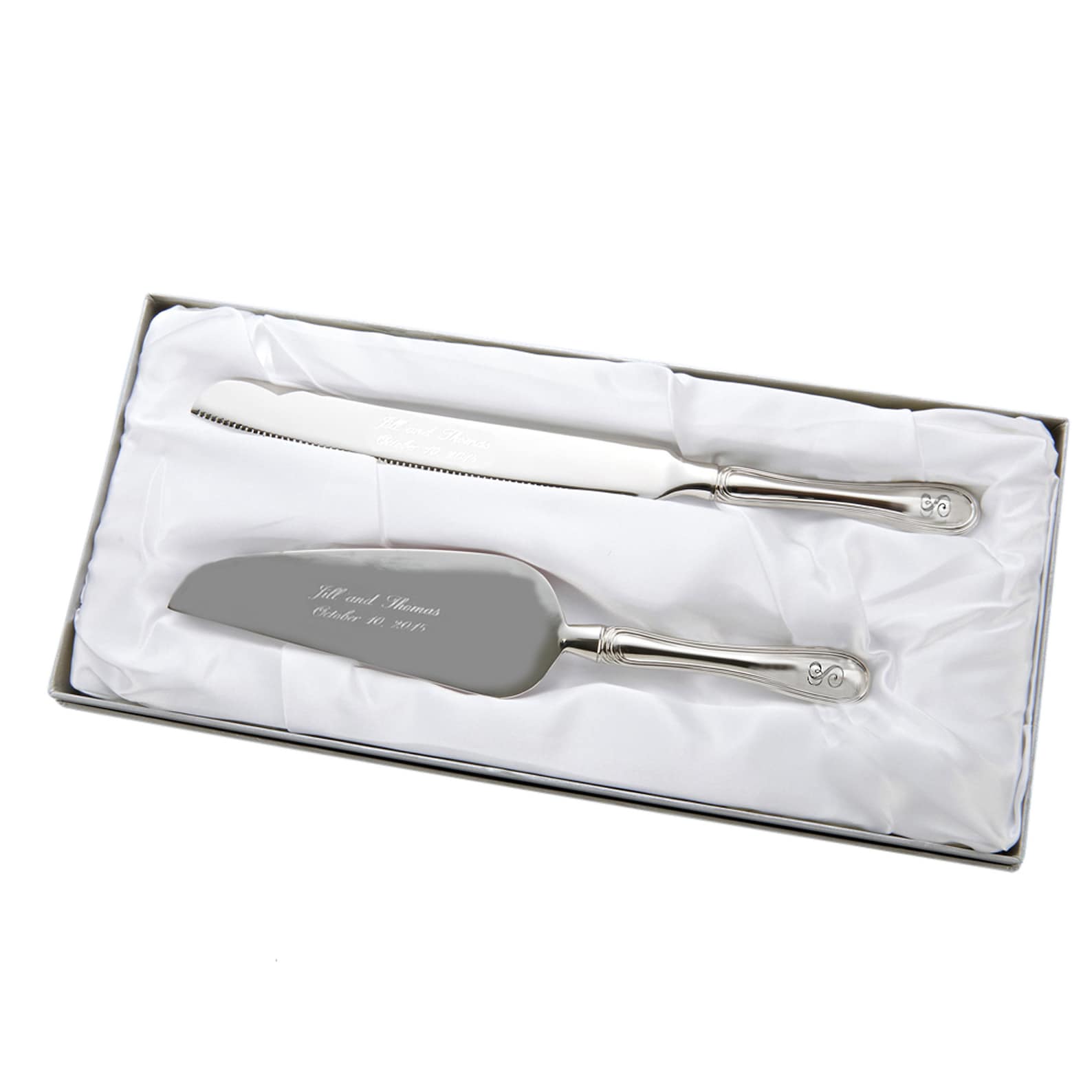 Westwood Serving Set with Free Initial on Handles | Wedding Cake Serving Set | Engraved Cake Knife and Server Set | Free Personalization