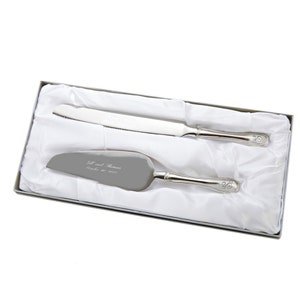 Westwood Serving Set with Free Initial on Handles | Wedding Cake Serving Set | Engraved Cake Knife and Server Set | Free Personalization