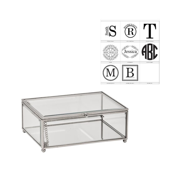 Personalized Glass Jewelry Box Hinged Trinket Box W/ Mirror Etsy