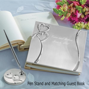 Dazzling Hearts Wedding Guest Book Personalized Guest Book Wedding Momento Engraved Guest Book Free Personalization zdjęcie 1