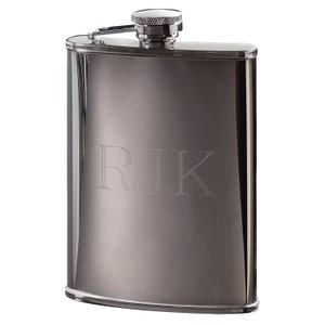Polished Gunmetal Flask | Personalized Flask | Engraved Flask | Unique Flask | Bachelor Party | Groomsmen Gift | Free Personalization