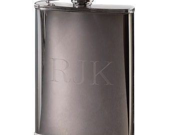 Polished Gunmetal Flask | Personalized Flask | Engraved Flask | Unique Flask | Bachelor Party | Groomsmen Gift | Free Personalization