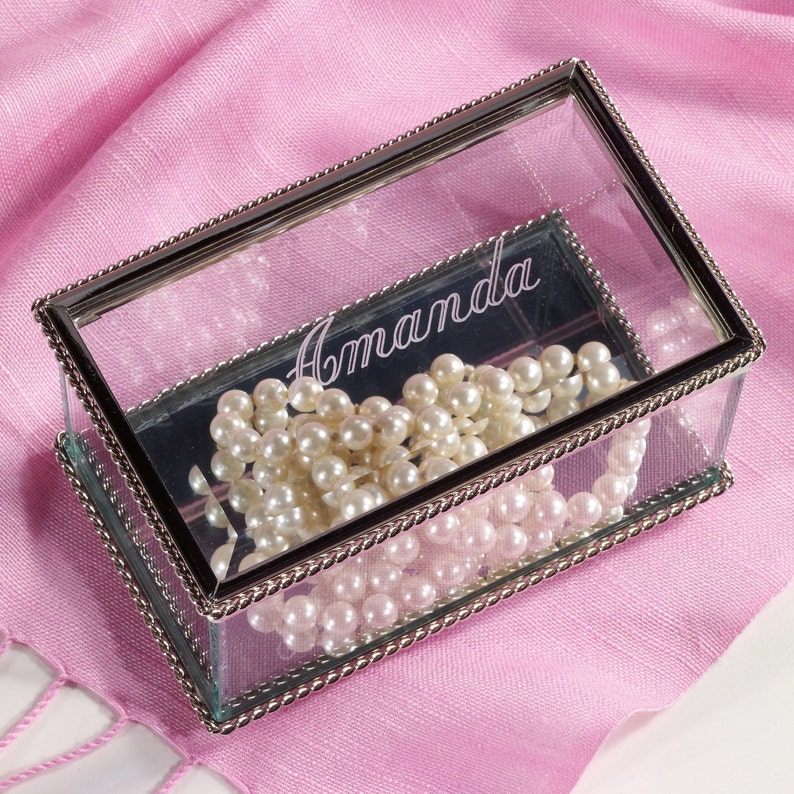 Glass Jewelry Box Keepsake Box Momento Box Bridesmaid Etsy