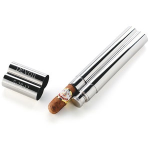 Personalized Flask & Cigar Holder | Silver-plated Cigar Holder | Gifts for Men | Engraved Cigar Holder | Travel Cigar Case | Cigar Tube