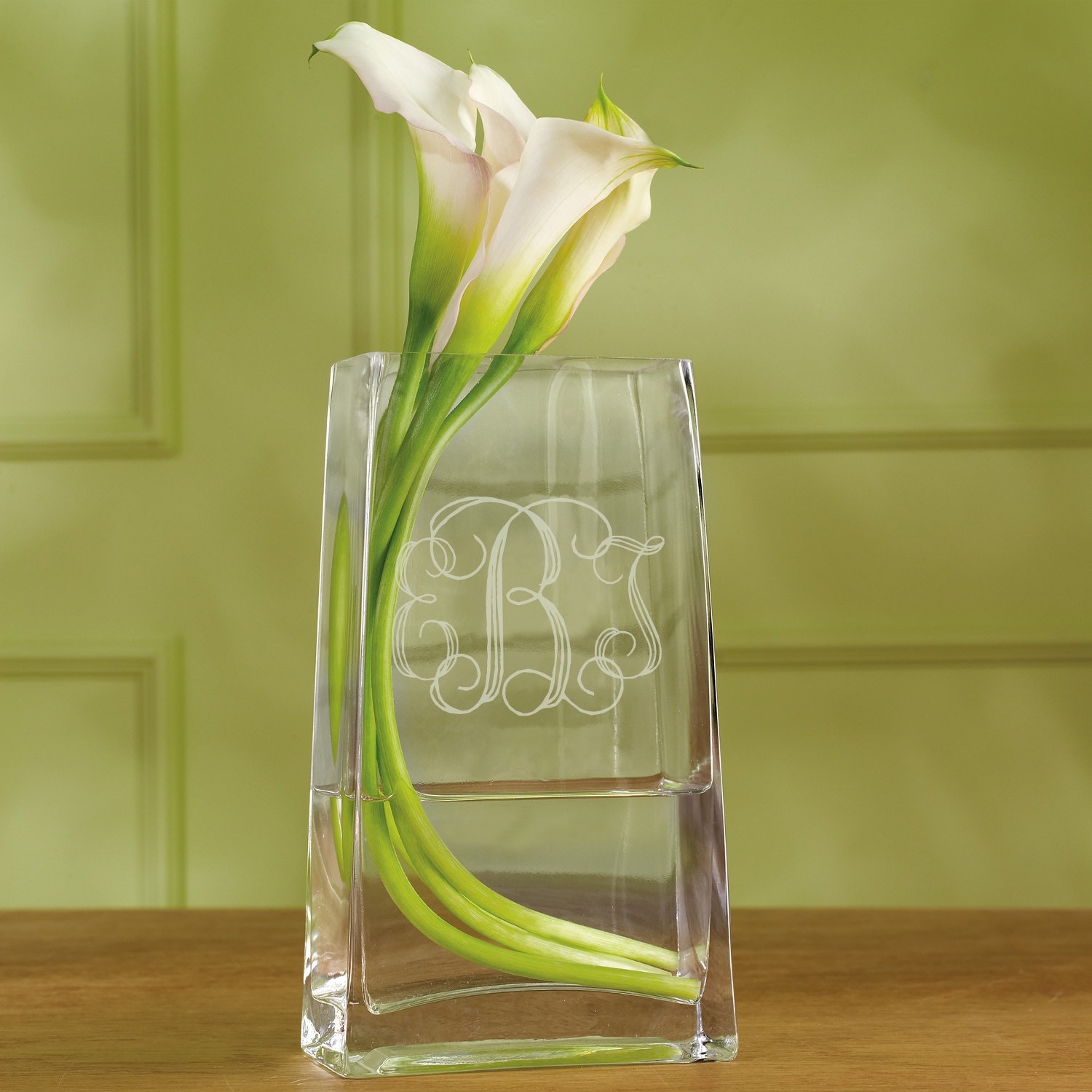 Monogrammed Handblown Glass Vase