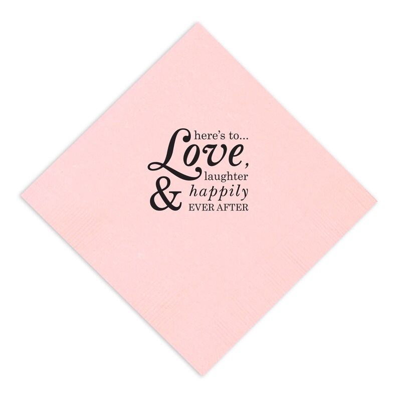 Luncheon Napkins Foil Napkins | Wedding Napkins Set of 100 Here/'s To Love Personalized Napkins Paper Napkins Beverage Napkins