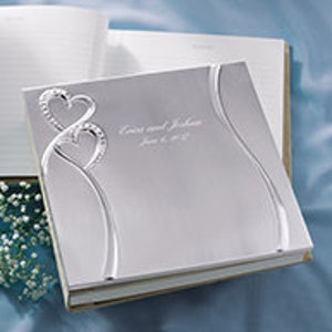 Dazzling Hearts Wedding Guest Book Personalized Guest Book Wedding Momento Engraved Guest Book Free Personalization zdjęcie 2