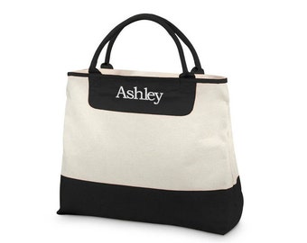 Medium Canvas Tote - Black | Monogrammed Tote | Personalized Bag | Tote Bag | Bridesmaid Gift | Monogrammed Purse | Free Personalization