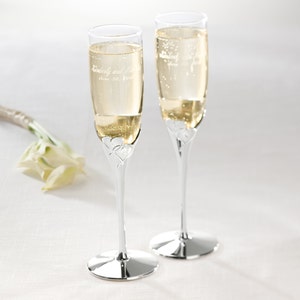 Lenox True Love Toasting Flutes (2) | Champagne Flutes | Wedding Glasses | Toasting Glasses | Crystal Flutes | Free Personalization