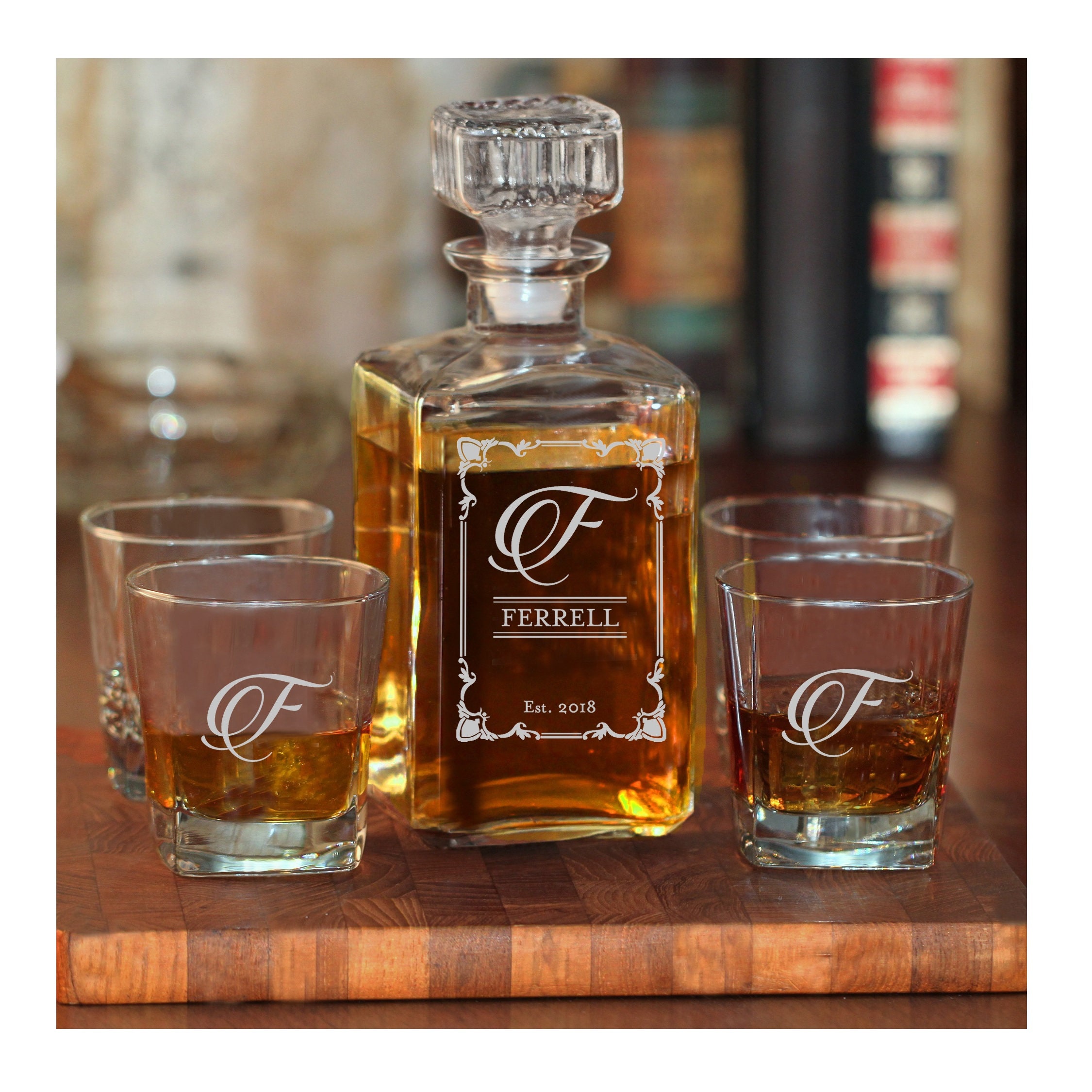VI AI Whiskey Flask Carafe Decanter, Whiskey Glasses, Whiskey Carafe for  Wine, Liquor, Scotch, Bourbon, Brandy - 750ML