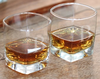 Personalized Whiskey Glass: Engraved Initial Bourbon Glass