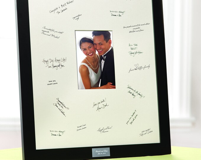 Wedding Guest Book Photo Frame Wedding Wishes and Guest Signatures Photo Frame Engraved Photo
