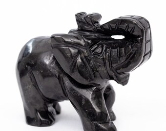 Authentic SHUNGITE carved Elephant sculpture animal stone Authentic SHUNGITE carved Elephant sculpture animal stone