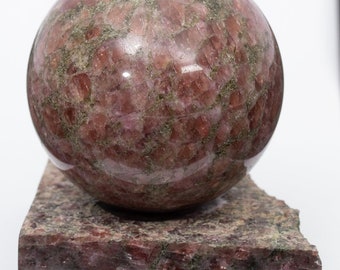 Garnet Pyrope & Chrome diopside in Olivine matrix crystal sphere 2.07" with stand specimen stone #672i  - Aheim, Norway