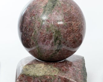 Garnet Pyrope & Chrome diopside in Olivine matrix crystal sphere 2.95 inch with stand specimen stone #4328T - Aheim, Norway
