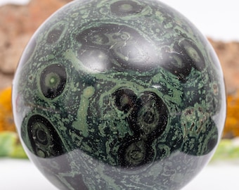 STROMATOLITE CROCODILE KAMBABA Jasper sphere 92 mm polished ball, heart chakra stone #7850P