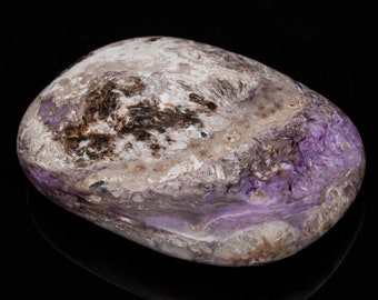 Authentic CHAROITE, aegirine polished purple palm stone 7.37 oz specimen #3183T Crown / Heart Chakra / Scorpio, Sagittarius