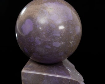 Rare PURPLE JADE polished sphere with stand 2.4 inch healing chakra stone ball  #4980T TURKEY