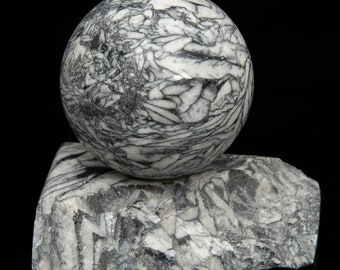 PINOLITE Pinolith sphere 2.48 inch with stand ball specimen polished stone #6265T - AUSTRIA