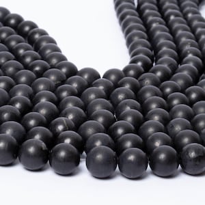 Äkta SHUNGITE-pärlor 10 mm - Äkta naturlig lös rund kristallskyddsstensträng
