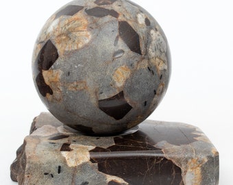 STAUROLITE in MUSCOVITE Shale sphere with feldspar inclusions crystal 2.68 inch with stand ball #3664T