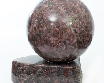 Garnet Pyrope & Chrome diopside in Olivine matrix crystal sphere 2.99 inch with stand specimen stone #4324T - Aheim, Norway