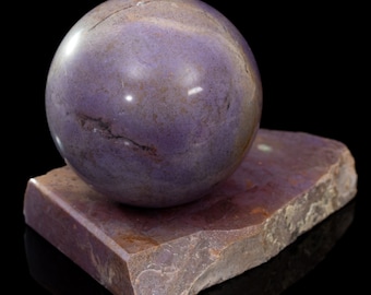 Rare PURPLE JADE polished sphere with stand 2.64 inch healing chakra stone ball  #5140T TURKEY