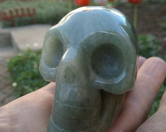 3" Green Aventurine Carved Crystal Skull polished healing stone