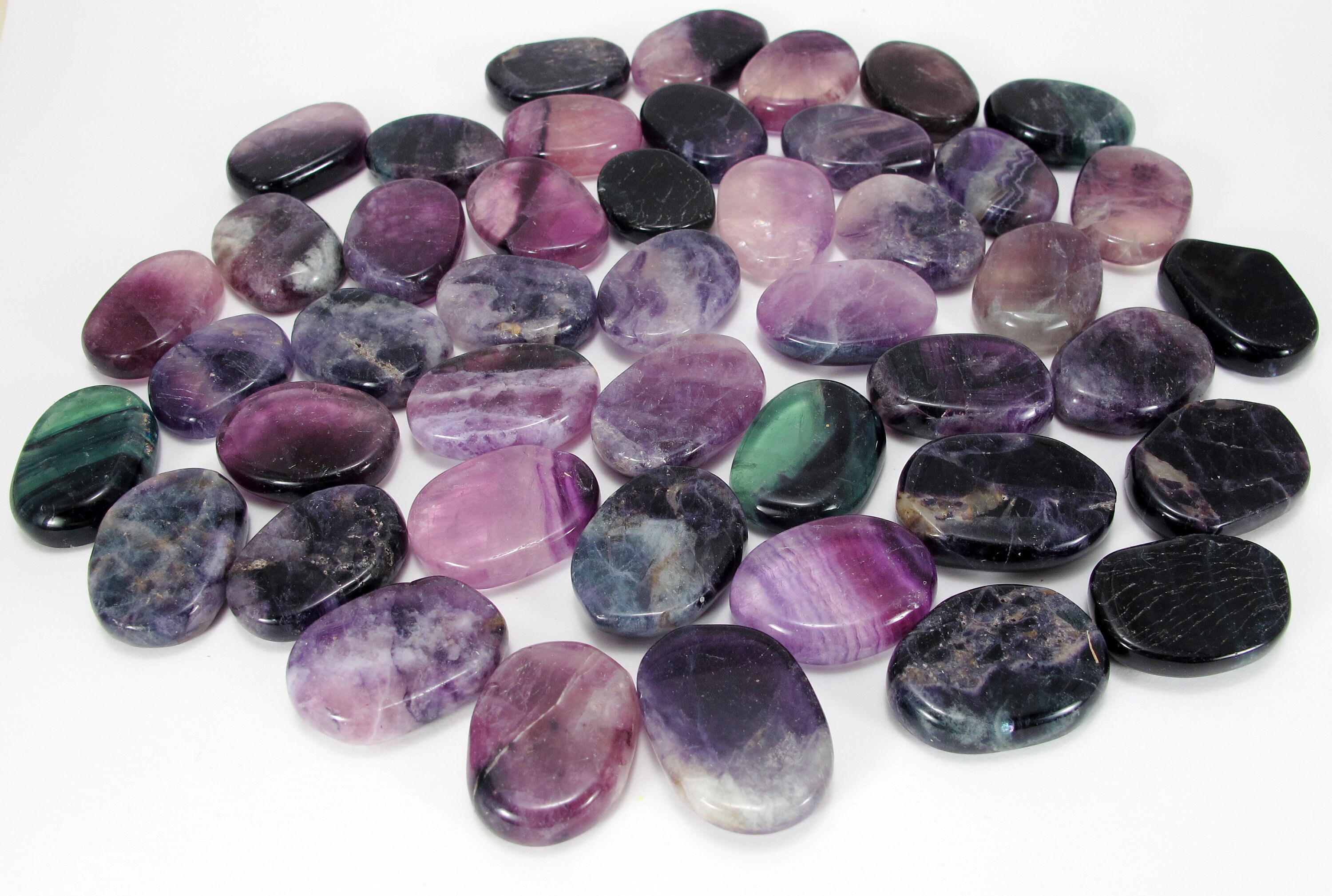 FLUORITE flat tumbled palm stone S size 0.88 Lbs polished Etsy