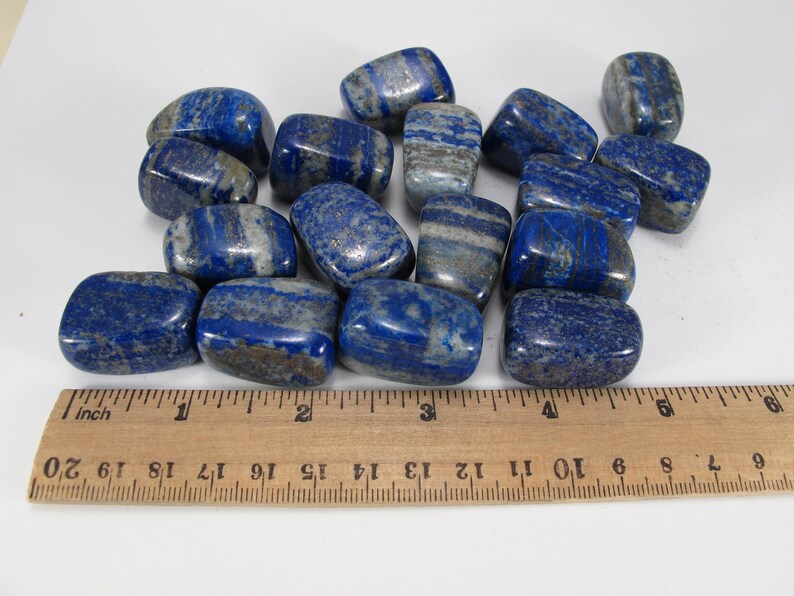 chakra healing crystal #538P LAPIS LAZULI Lazurite Natural polished palm stone 400 grams pocket stone