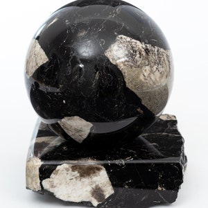 Black Opal / MORION breccia sphere 3.23 inch smoky quartz healing chakra stone specimen #156i  - Ukraine