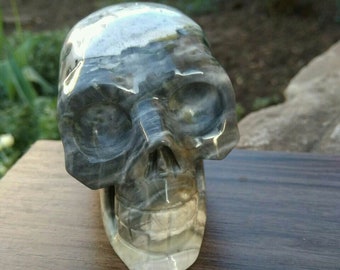 3" Picasso Jasper Carved Crystal Skull polished healing stone