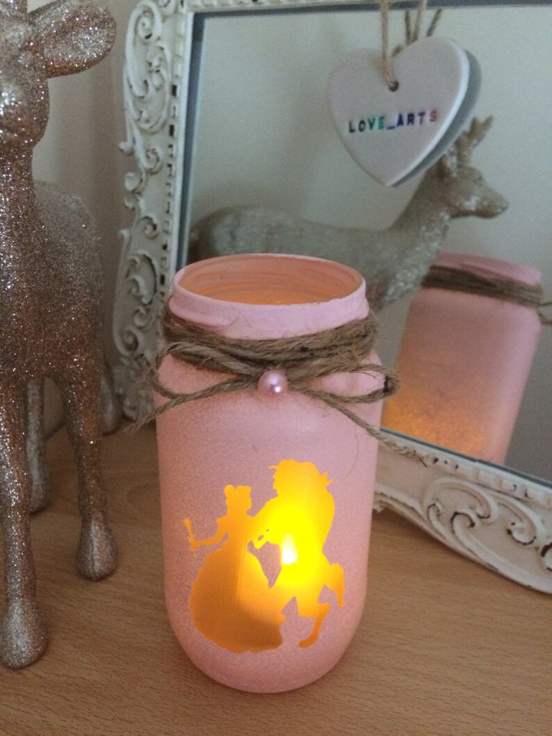 Jar light beauty and the beast wedding candle holder handmade Etsy
