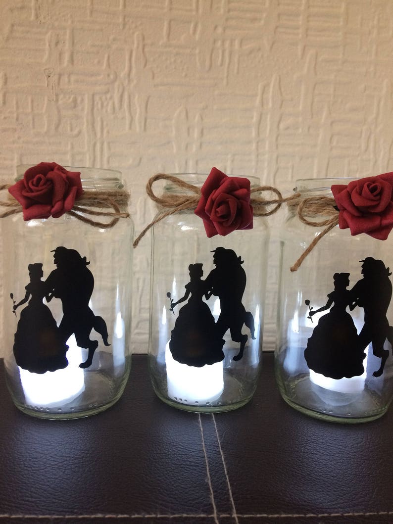 Beauty And The Beast Lantern Jar Wedding Centerpiece Wedding Etsy