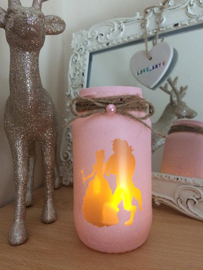 Jar light beauty and the beast wedding candle holder handmade Etsy