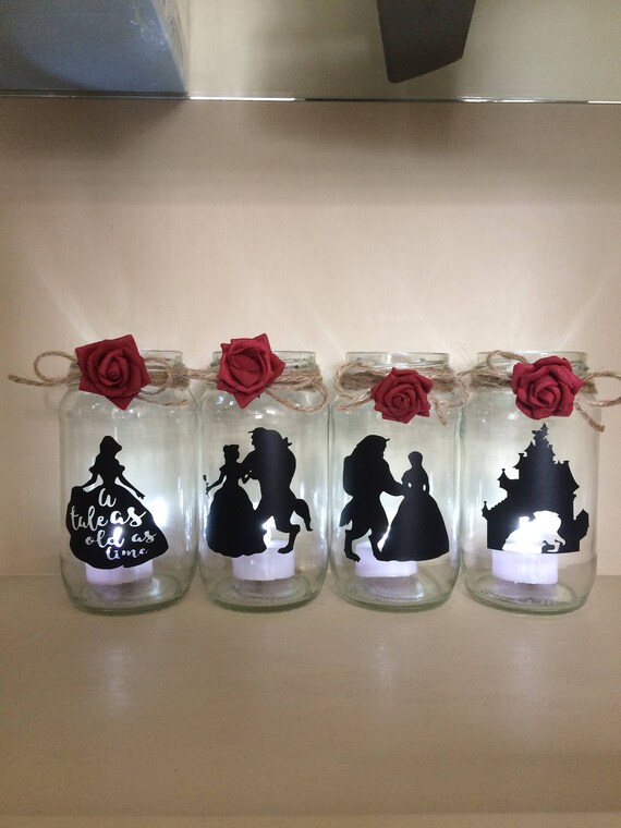 Beauty And The Beast Wedding Centerpiece Lantern Jar Belle Etsy