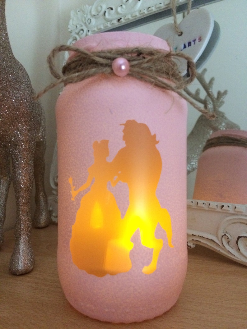Jar light beauty and the beast wedding candle holder handmade Etsy