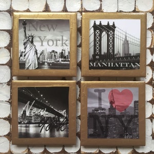COASTERS!! I heart New York City set of 4 coasters with gold trim
