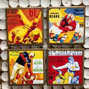 COASTERS! Chicago football vintage program cover coasters with gold trim