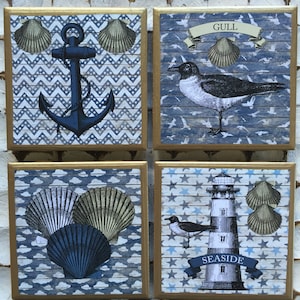 COASTERS! Nautical seaside coasters with gold trim