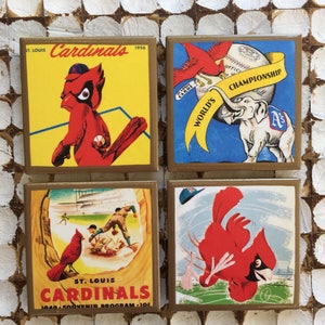 COASTERS! St Louis vintage baseball program cover coasters with gold trim