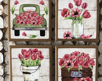 ONDERZETTERS! Op boerderij geïnspireerde tulpenonderzetters met gouden rand