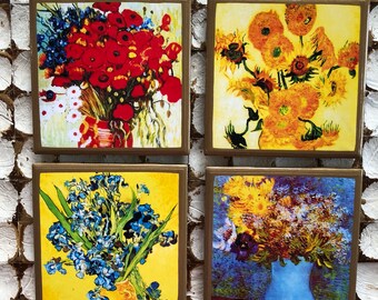 COASTERS! Vibrant still life coasters with gold trim