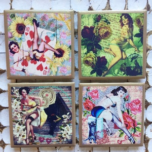 UNTERSETZER! Wunderliche Pinup-Untersetzer mit Goldrand