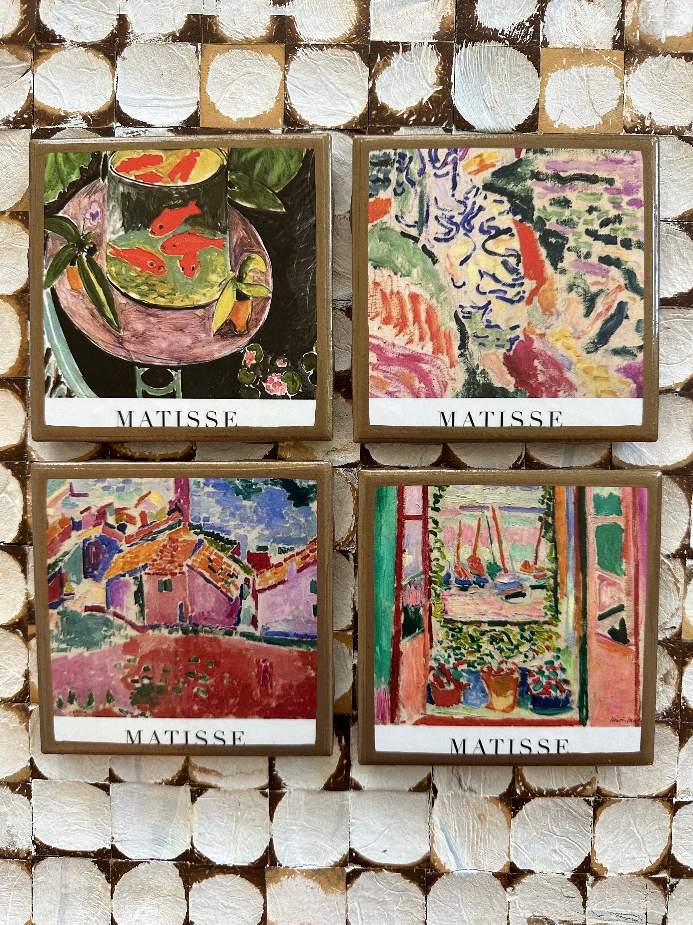 COASTERS! Henri Matisse inspired coasters with gold trim
