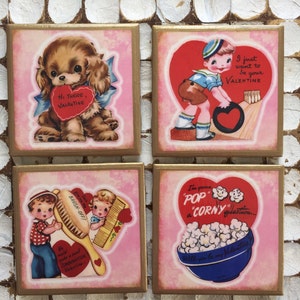 COASTERS Set of 4 Vintage Valentine's Day Coasters image 1